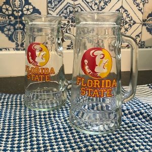 2 x Vintage FSU Florida State Seminoles “Mug O Nuts” Glass/Mug. Excellent shape!